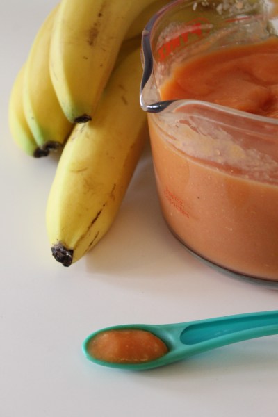 Papaya & banana puree @ healthyfoodiebaby.
