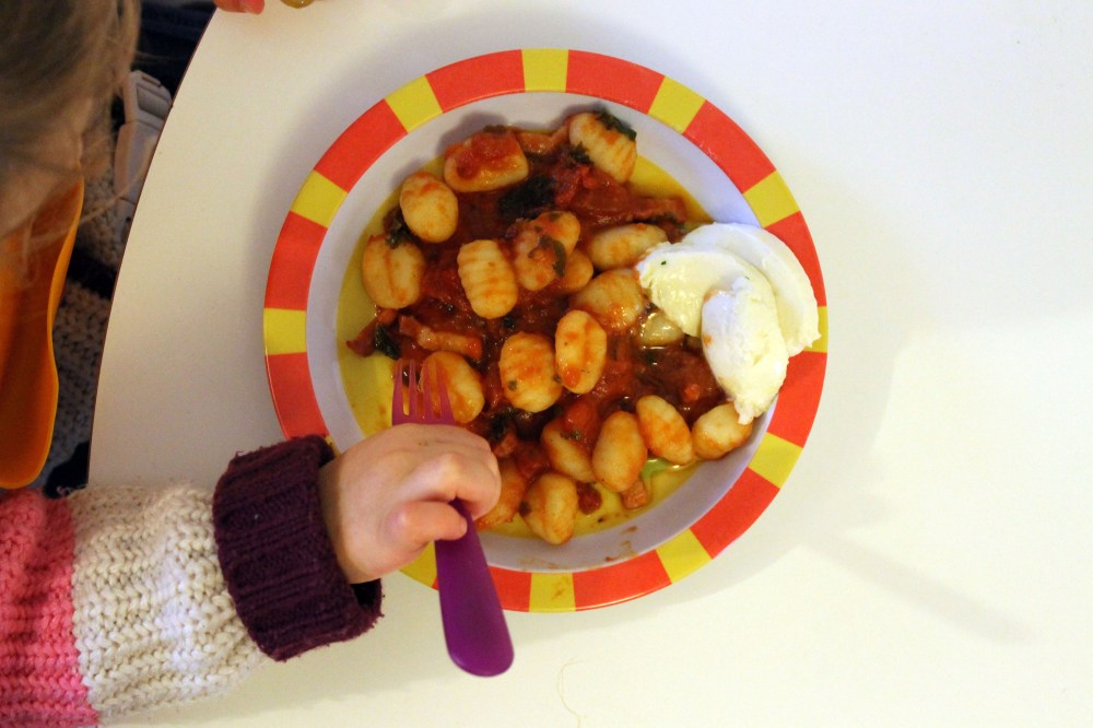 Gnocchi with kale & lardons @ healthyfoodiebaby